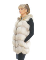 Vest fox fur vest 52 white gradient V with hood and suede closure - Image 2