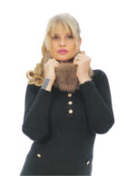 Ободок на голову из искусственного меха лисы с шапкой-ушанкой и защитой шеи на резинке и вельветом — изображение 3