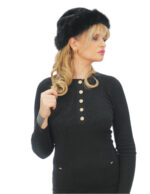 Cappello in volpe e montone nero circonferenza 64 cm alto 20 cm