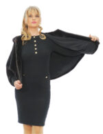 Poncho in pelliccia di visone 44 mogano pelle intera cappuccio chiusura zip corto