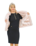 Fox Short Sleeve Jacket 44 Pink Fur Threaded Closure Hooks Clear - Image 6