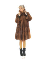 Mink jacket full leather 100 cm demi buff 3/4 sleeve Italian collar second life slits at the bottom - Image 4