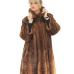 Giacca visone pelle intera 100 cm demi buff manica 3/4 collo italiano second life spacchi al fondo