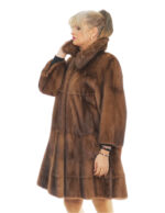 Mink jacket full leather 100 cm demi buff 3/4 sleeve Italian collar second life slits at the bottom - Image 2