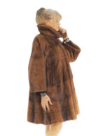 Mink jacket full leather 100 cm demi buff 3/4 sleeve Italian collar second life slits at the bottom - Image 3