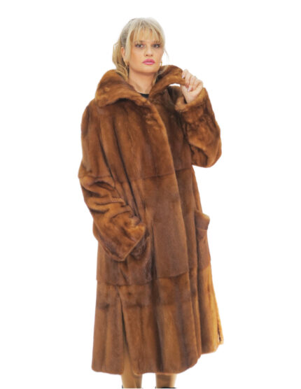 Cappotto second life visone demy 56 collo italiano largo tasche boccale lunghissimo polso con risvolto