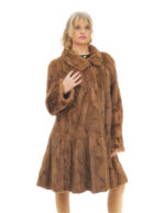 Light gold mink petals coat 56 bell-shaped model long-sleeved with turn-up with piping collar