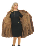 Light gold mink petals coat 56 bell-shaped model long-sleeved with turn-up with piping collar - Image 6