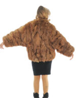 50 Blütenblätter braune Fuchsfelljacke mit langen Ärmeln und Paspelkragen – Bild 5