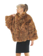 50 Blütenblätter braune Fuchsfelljacke mit langen Ärmeln und Paspelkragen – Bild 2