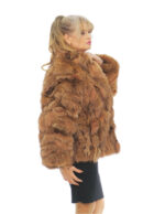 50 Blütenblätter braune Fuchsfelljacke mit langen Ärmeln und Paspelkragen – Bild 3