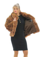50 Blütenblätter braune Fuchsfelljacke mit langen Ärmeln und Paspelkragen – Bild 6