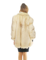 Beige fox fur coat with shades of black 50 long sleeves shawl collar - Image 5