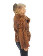 Giacca visone gold 50 pelle intera tasche a boccale collo tondo manica lunga verticale