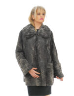 Persian fur coat 56 grey with martin gala back long sleeves round neck