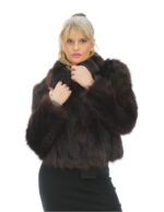 Short jacket with fox petals 46 very light brown with pistagna collar and long sleeve hooks closure