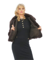 Short jacket with fox petals 46 very light brown with pistagna collar and long sleeve hooks closure - Image 6