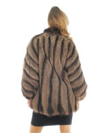 Fox fur coat 48 gradient black and white on gray long sleeve closure hooks collar pistagna - Image 5