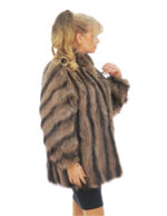 Fox fur coat 48 gradient black and white on gray long sleeve closure hooks collar pistagna - Image 3
