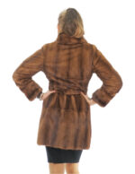 Mink 42 demi full skin with elastic fur belt and chest collar and lapel with button closure - Image 5