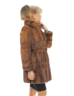 Mink 42 demi full skin with elastic fur belt and chest collar and lapel with button closure - Image 3