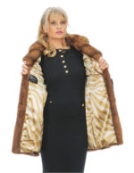 Mink 42 demi full skin with elastic fur belt and chest collar and lapel with button closure - Image 6