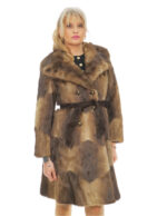 Long fur beaver coat 42 buttons double-breasted slit back collar chest and lapel