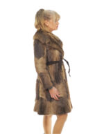 Long fur beaver coat 42 buttons double-breasted slit back collar chest and lapel - Image 3