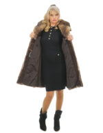 Long fur beaver coat 42 buttons double-breasted slit back collar chest and lapel - Image 4