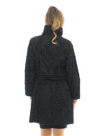 Persian fur coat 44 fitted with piping collar with button and martin gala on the back - Image 5