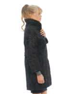 Persian fur coat 44 fitted with piping collar with button and martin gala on the back - Image 3