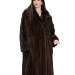 Demi dark mink coat 56 bell wheel model with long sleeves and shawl