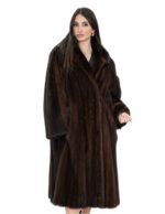 Cappotto demi scuro visone 56 modello ruota a campana con manica lunga e sciallato
