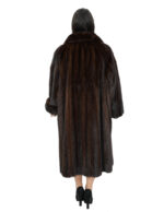 Cappotto demi scuro visone 56 modello ruota a campana con manica lunga e sciallato