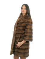 92cm Horizontal Mink Coat Second Life with 3/4 Sleeve 48 Crater Neck - Image 3
