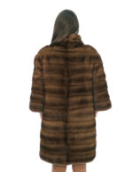 92cm Horizontal Mink Coat Second Life with 3/4 Sleeve 48 Crater Neck - Image 5