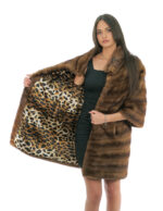 92cm Horizontal Mink Coat Second Life with 3/4 Sleeve 48 Crater Neck - Image 6