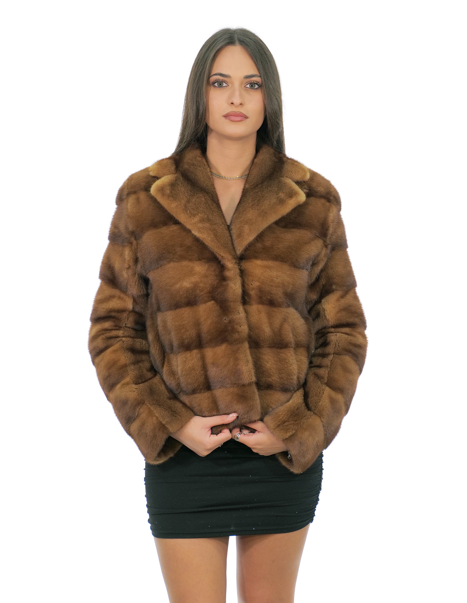 Braschi gold short jacket with collar, chest and lapel size 40, long sleeves, horizontal and full cut - Image 1