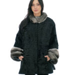 Персидская меховая накидка с манжетами и воротником из шиншиллы широкая модель 3/4 рукава боковые разрезы