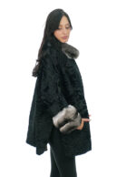 Персидская меховая накидка с манжетами и воротником из шиншиллы широкая модель 3/4 рукава боковые разрезы — изображение 2