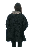 Персидская меховая накидка с манжетами и воротником из шиншиллы широкая модель 3/4 рукава боковые разрезы — изображение 5