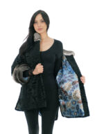 Персидская меховая накидка с манжетами и воротником из шиншиллы широкая модель 3/4 рукава боковые разрезы — изображение 6