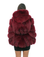 Vollfelljacke 44 aus rotem Fuchspelz mit langärmeligem Leder und Kapuze – Bild 5