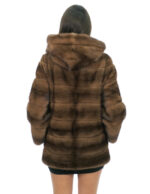 Second life horizontal mink jacket demi 48 long sleeve hood external pockets closure hooks - Image 5