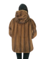 Mink jacket gold fur second life vertical long sleeve 52 gold closure hooks pockets - Image 5