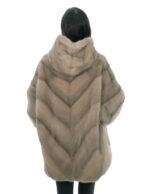 Mink cape V-shaped whole skins 48-56 blue iris three-quarter sleeve fur-lined hood - Image 5