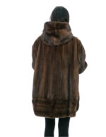 Mink fur jacket demi 54 vertical model with horizontal bands cuffs and hood bottom - Image 5