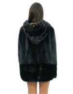 Vertical model mahogany mink fur jacket 56 with horizontal bands on cuffs and hood bottom - Image 5