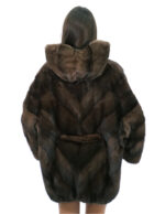 Mink cape full skins V-knit 48-56 demi three-quarter sleeve fur-lined hood - Image 5