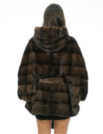 Nerz Cape Full Skins horizontal gestrickt 48-56 demi Dreiviertelärmel pelzgefütterte Kapuze – Bild 5